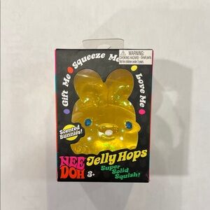 Nee Doh Jelly Hops Yellow Glitter Bunny Squishy Toy